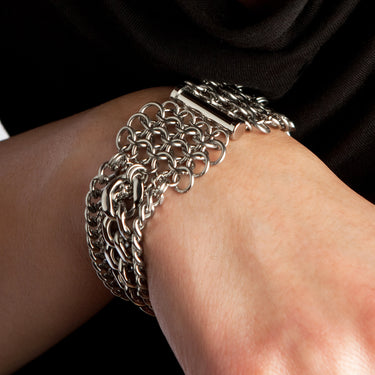 METAL 4-Row Chunky Multi-Chain Cuff Bracelet