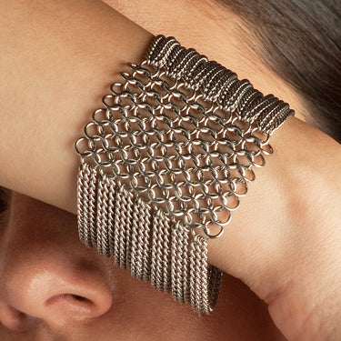SLINKY 8-Row Sectioned Cuff Bracelet