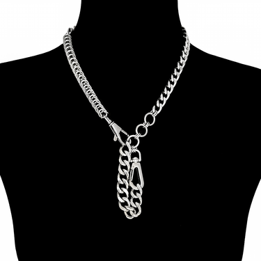 METAL Asymmetrical Double-Clasp Convertible Necklace