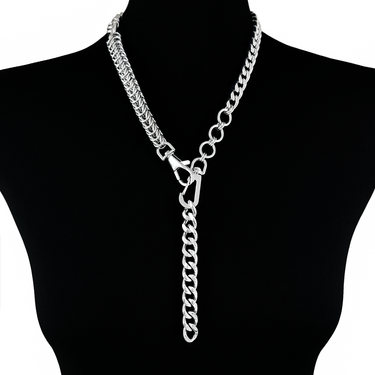 METAL Asymmetrical Double-Clasp Convertible Necklace
