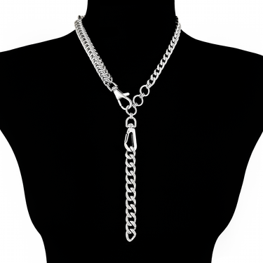 METAL Asymmetrical Double-Clasp Convertible Necklace