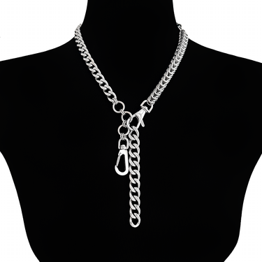 METAL Asymmetrical Double-Clasp Convertible Necklace