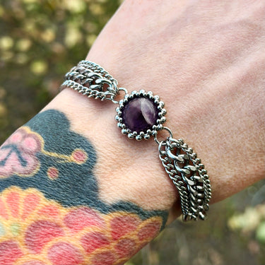 FALL GEMSTONE 2025 Small Round Amethyst Ribbon Bracelet