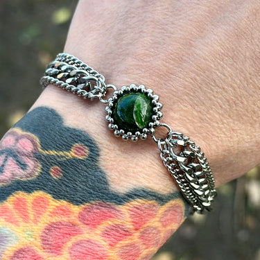 FALL GEMSTONE 2025 Small Round Chrome Diopside Ribbon Bracelet