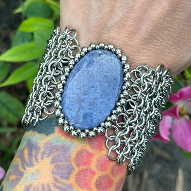 SUMMER GEMSTONE 2025 Large Oval Dumortierite Cuff Bracelet