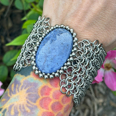 SUMMER GEMSTONE 2025 Large Oval Dumortierite Cuff Bracelet