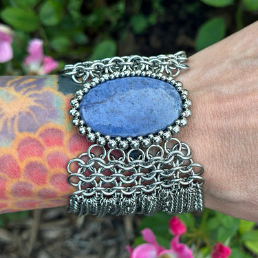 SUMMER GEMSTONE 2025 Large Oval Dumortierite Cuff Bracelet