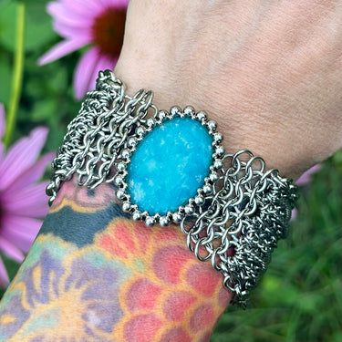 SUMMER GEMSTONE 2025 Medium Oval Hemimorphite Cuff Bracelet