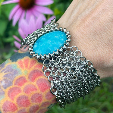 SUMMER GEMSTONE 2025 Medium Oval Hemimorphite Cuff Bracelet