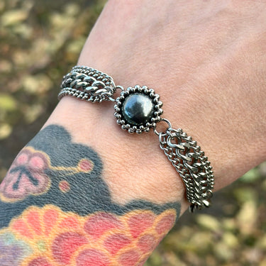 FALL GEMSTONE 2025 Small Round Hematite Ribbon Bracelet