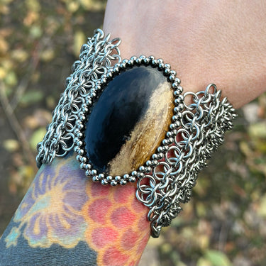 FALL GEMSTONE 2025 Large Oval Palm Root Agate Cuff Bracelet