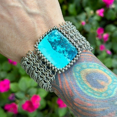 GEMSTONE Rectangular Shattuckite Cuff Bracelet