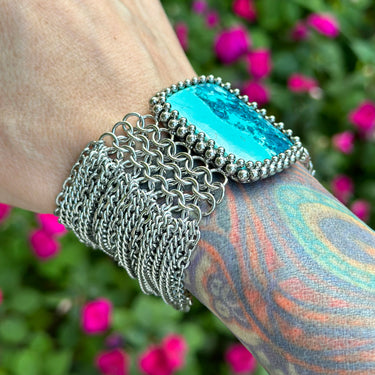 GEMSTONE Rectangular Shattuckite Cuff Bracelet