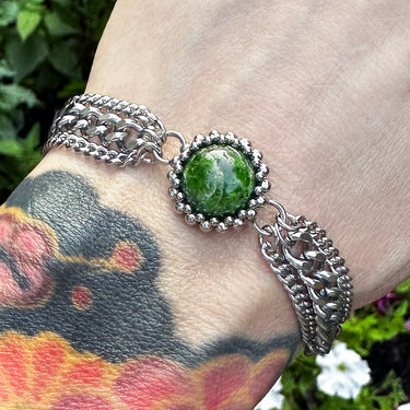 SUMMER GEMSTONE 2025 Small Round Chrome Diopside Ribbon Bracelet