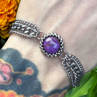 SUMMER GEMSTONE 2025 Small Round Purple Kingman Turquoise Ribbon Bracelet