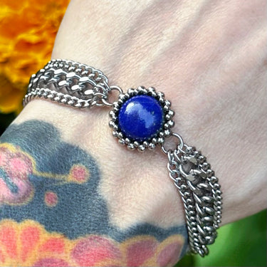SUMMER GEMSTONE 2025 Small Round Lapis Lazuli Ribbon Bracelet