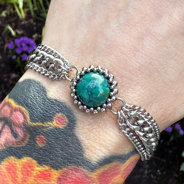 SUMMER GEMSTONE 2025 Small Round Turquoise Ribbon Bracelet