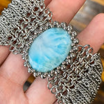 GEMSTONE Oval Larimar Cuff Bracelet