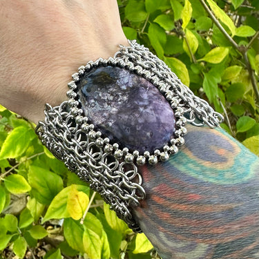 GEMSTONE 2023 Large Oval Morado Opal Cuff Bracelet