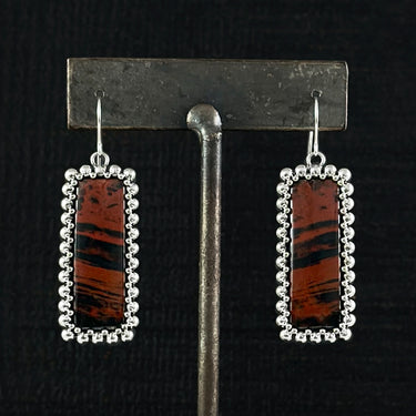 FALL GEMSTONE 2025 Mahogany Jasper Rectangle Earrings