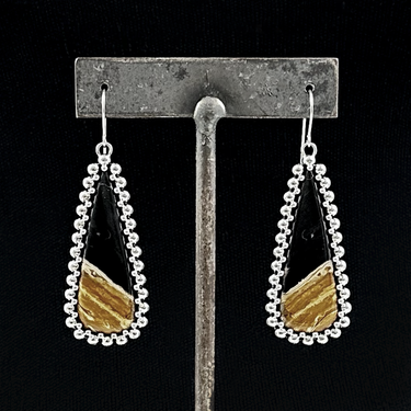 GEMSTONE Petrified Palm Root Teardrop Earrings
