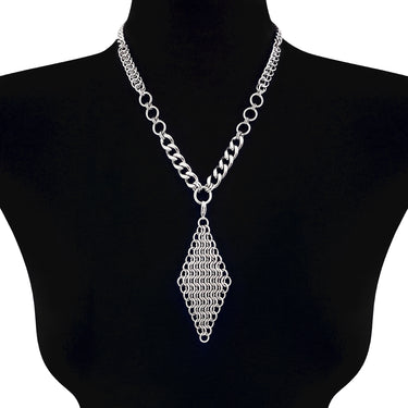 METAL "Build Your Own" Convertible Necklace - Chainmaille Diamond Attachment