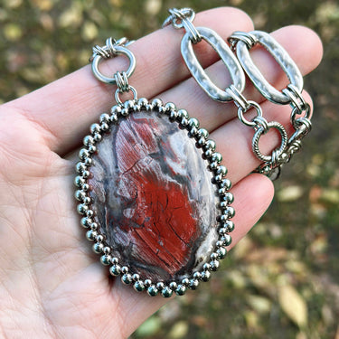 FALL GEMSTONE 2025 African Red Jasper Large Oval Pendant