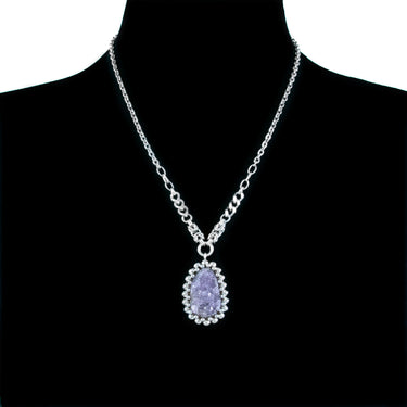GEMSTONE Ovoid Amethyst Druzy Pendant
