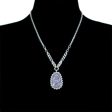 GEMSTONE Ovoid Amethyst Druzy Pendant