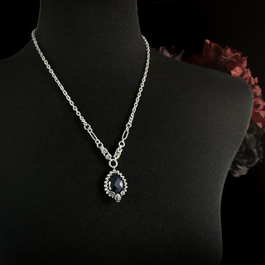 FALL GEMSTONE 2025 Small Blue Goldstone Teardrop Pendant With Winged Skull