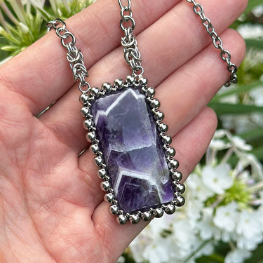 SUMMER GEMSTONE 2025 Rectangular Chevron Amethyst Pendant