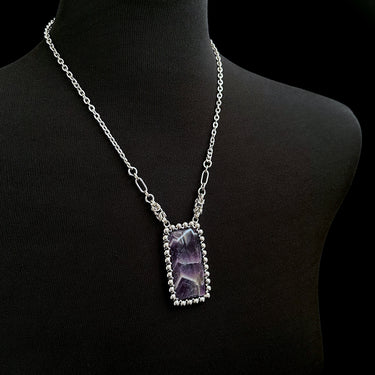 SUMMER GEMSTONE 2025 Rectangular Chevron Amethyst Pendant