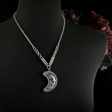 FALL GEMSTONE 2025 Firecracker Obsidian Crescent Moon Pendant