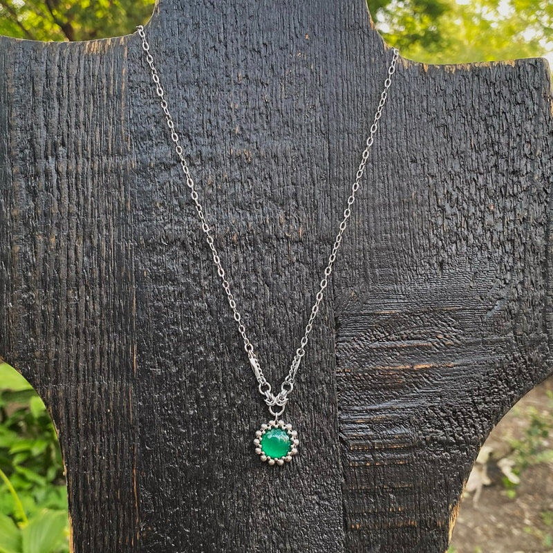 2023 SUMMER GEMSTONE Small Round Green Onyx Pendant