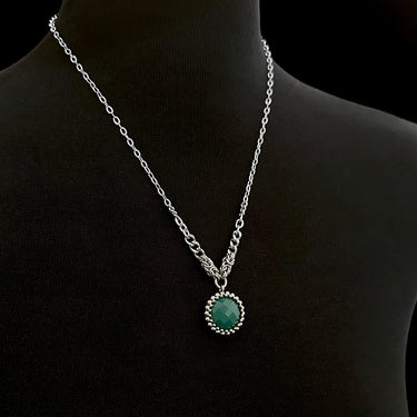 SUMMER GEMSTONE 2025 Small Round Green Onyx Pendant