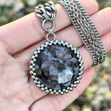 FALL GEMSTONE 2025 Round Rose-Cut Mystic Merlinite Pendant