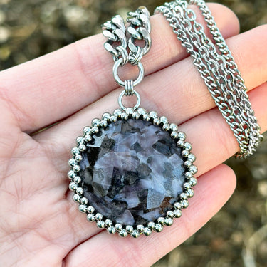 FALL GEMSTONE 2025 Round Rose-Cut Mystic Merlinite Pendant