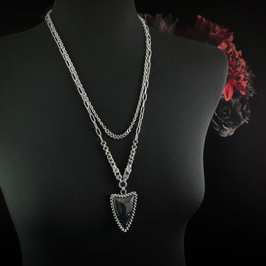 FALL GEMSTONE 2025 Obsidian Arrow Double-Strand Necklace