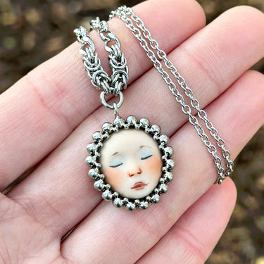 FALL GEMSTONE 2025 Small Porcelain Face Pendant