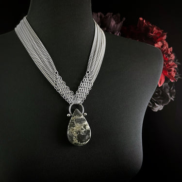 FALL GEMSTONE 2025 Pyrite in Magnetite Teardrop Necklace