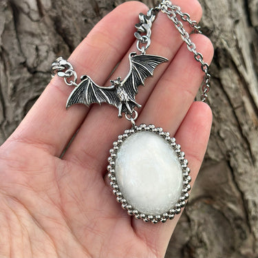 GEMSTONE Bat With Solar Quartz Necklace