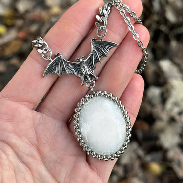 GEMSTONE Bat With Solar Quartz Necklace