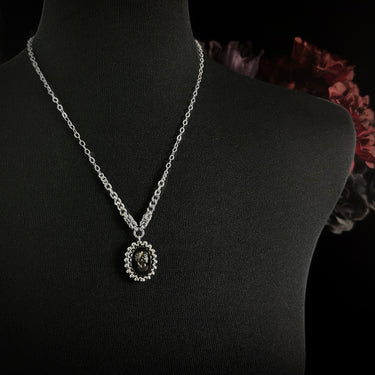 FALL GEMSTONE 2025 Small Vintage Black Glass Victorian Cameo Pendant