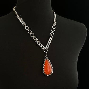 SUMMER GEMSTONE 2025 Carnelian Teardrop with Flower Pendant Attachment
