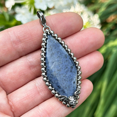 SUMMER GEMSTONE 2025 Dumortierite Kite with Winged Skull Pendant Attachment