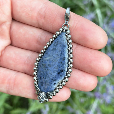 SUMMER GEMSTONE 2025 Dumortierite Kite with Winged Skull Pendant Attachment