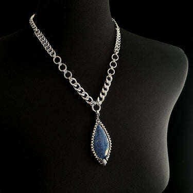 SUMMER GEMSTONE 2025 Dumortierite Kite with Winged Skull Pendant Attachment
