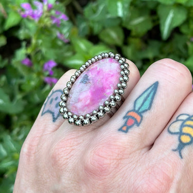 GEMSTONE Oval Cobalto Calcite Ring: Size 7.5