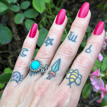 SUMMER GEMSTONE 2025 Small Round Amazonite Maille Band Ring: Choose Size