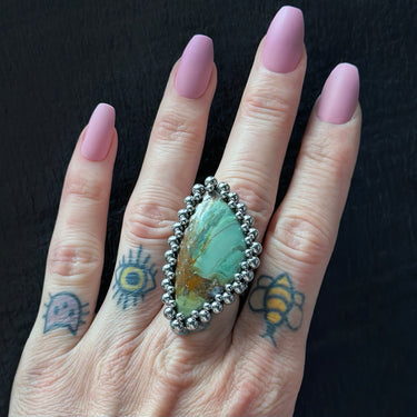 GEMSTONE Green Pilbara Jasper Shard Ring: Size 8.5